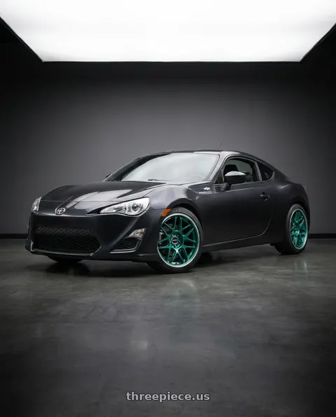 2013 Scion FR-S with Motegi MR158 TSUBAKI 5X100 18x9.5 +40 HOKKAIDO GREEN W/ MACHINED LIP wheels