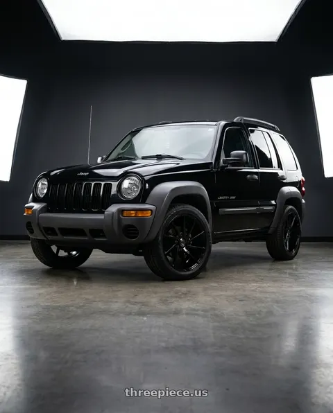 2003 Jeep Liberty with MARQUEE WHEELS M8135F 5x114.3 18x8+33 BLACK - GLOSSY BLACK wheels