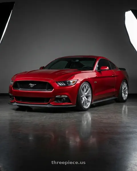 2015 Ford Mustang GT with Aodhan AFF7 5x114.3 19x9.5+35 Gloss Silver Machined Face wheels