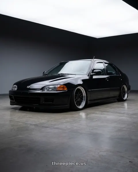 1995 Honda Civic LX with Work Rizaltado Mesh 4x100 16x6.5+38 O Disk Matte Black wheels