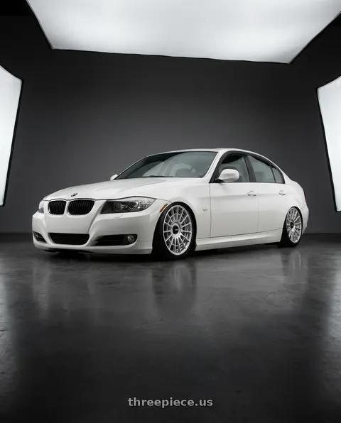 2011 BMW 335i xDrive with Rotiform 1PC R134 FLG 5X120 18X8.5 +35 GLOSS SILVER wheels