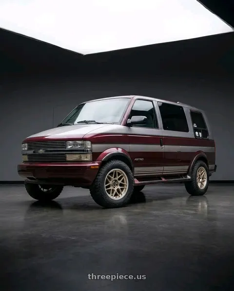 1996 Chevrolet Astro with Motegi MR158 TSUBAKI 5X108 18x8.5 +42 MOTORSPORT GOLD W/ MACHINED LIP wheels