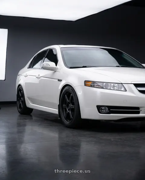 2007 Acura TL with Konig Backbone 5x114.3 18x8+45 Matte Black Milling Logo on Spoke wheels