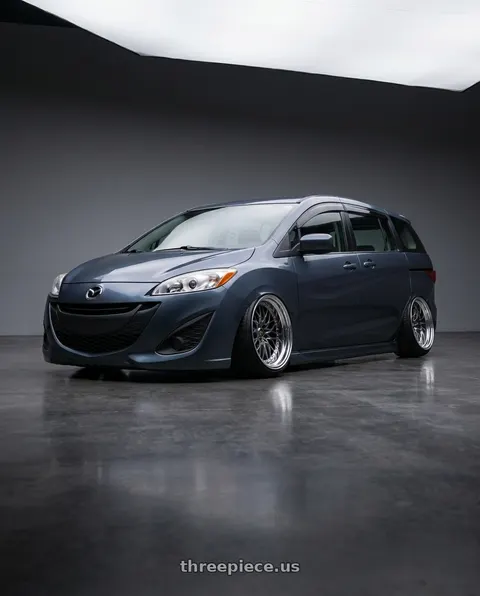 2012 Mazda 5 with Work Vs-Xv 5x100 18x10+1 A Disk Brilliant Silver Black wheels