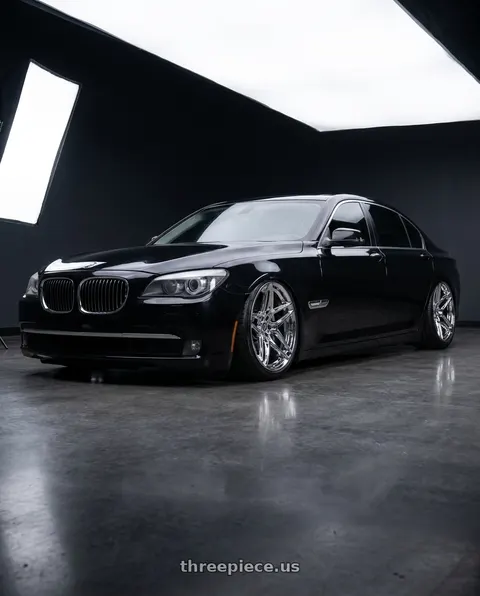2011 BMW 750Li with HERITAGE WHEEL EBISU MONOC 5x120 19x9.5 +38 CHROME wheels