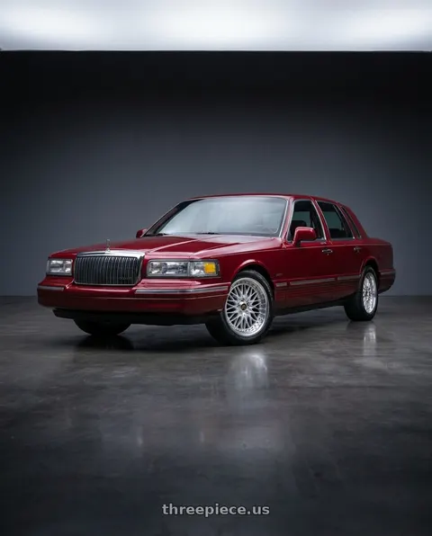 1994 Lincoln Town Car Executive with Work Vs-Xv 5x114.3 21x9+21 O Disk Silky Rich Silver wheels