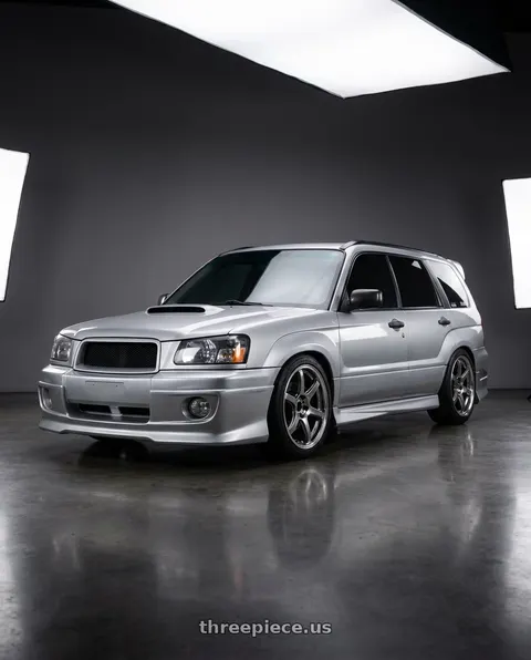 2003 Subaru Forester with Work T7r 2P 5x100 18x8 +45 GT SILVER wheels