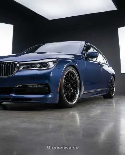 2018 BMW Alpina B7 xDrive with Petrol P4C 5X112 20X8.5 +40 GLOSS BLACK W/ MACHINED CUT LIP wheels