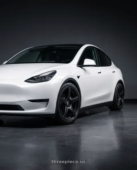 2024 Tesla Model Y with Forgestar CF5 5x114.3 20x9 +35 Satin Black wheels