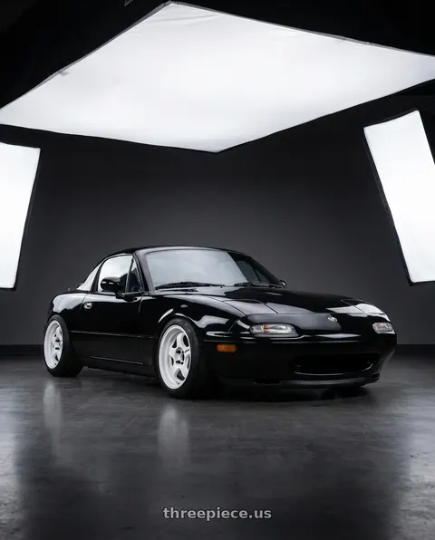1995 Mazda Miata with Work Meister S1 2P 4x100 15x9+12 O Disk Black wheels