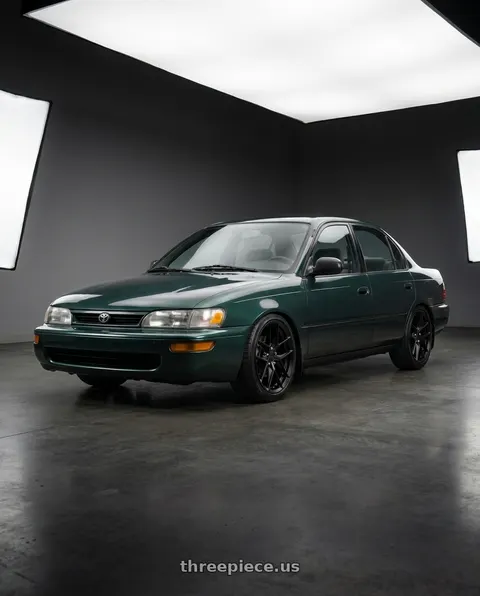 1998 Toyota Corolla with Rotiform 1PC R134 FLG 5X114.3 18X8.5 +45 MATTE BLACK wheels