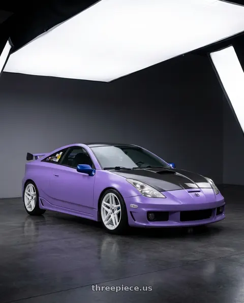 2004 Toyota Celica with Heritage Wheel EBISU MonoC 5x100 18x8.5+35 White wheels