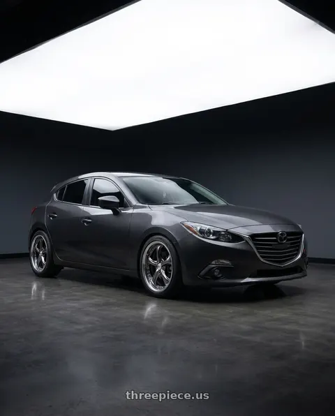 2016 Mazda 3 with Work Wheels VS-KF 5x114.3 18x8.5+40 Brilliant Silver Black O Disk FULL REVERSE wheels