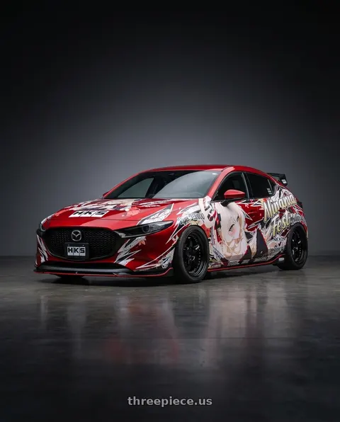 2026 Mazda 3 with Work Meister S1 3P 5x100 18x7.5+54 A Disk Black wheels