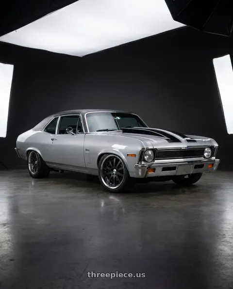 1972 Chevrolet Nova with Work Equip E10 5x120.65 19x8+11 l disk Black Anodized wheels