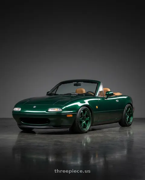 1993 Mazda Miata with Volk Racing TE37SL 5x120 19x10.5 +22 RACING GREEN wheels