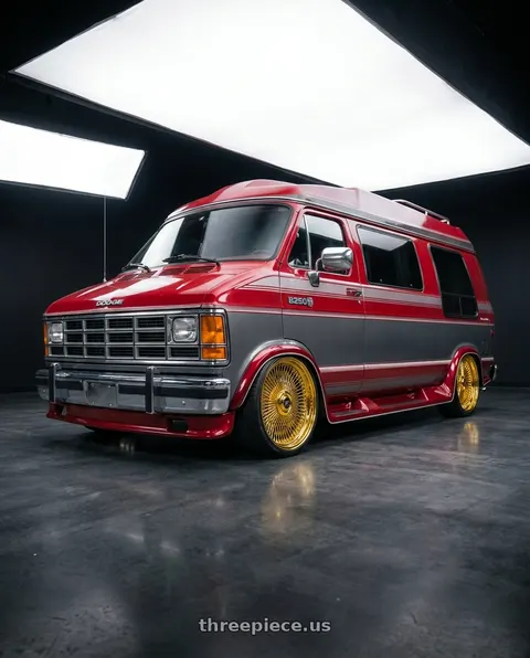 1990 Dodge B250 with Amani AMA-603 5x120/5x127 26x9 +1 Yellow Gold wheels