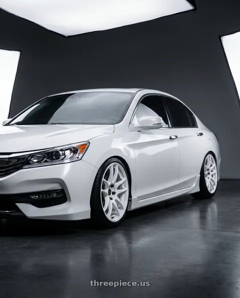 2016 Honda Accord with Work Emotion Cr Kiwami 5x100 18x8.5 +47 White wheels