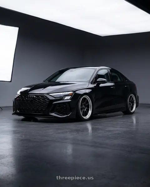 2022 Audi RS3 with Konig Countergram 5x112 19x11+40 Matte Black / Matte Machined Lip wheels