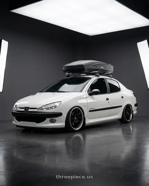 2011 Peugeot 206 SD with Enkei J10 4x100/108 17x7+42 Matte Black W/ Machined Lip wheels