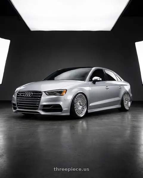 2016 Audi S3 with Rotiform CJJ 5x112 19x10.5 +35 Gloss Silver W/ Machined Lip wheels