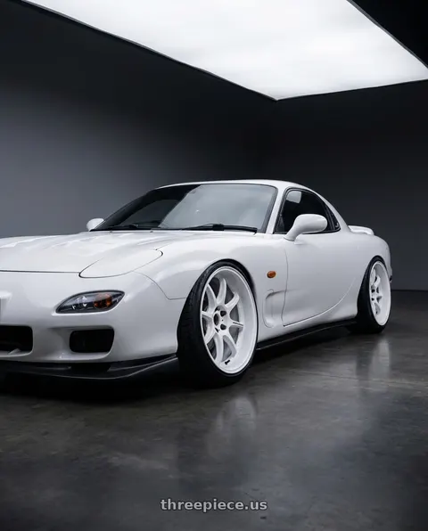 1993 Mazda RX-7 with Work Emotion D9r 5x100 19x10.5 +30 White wheels