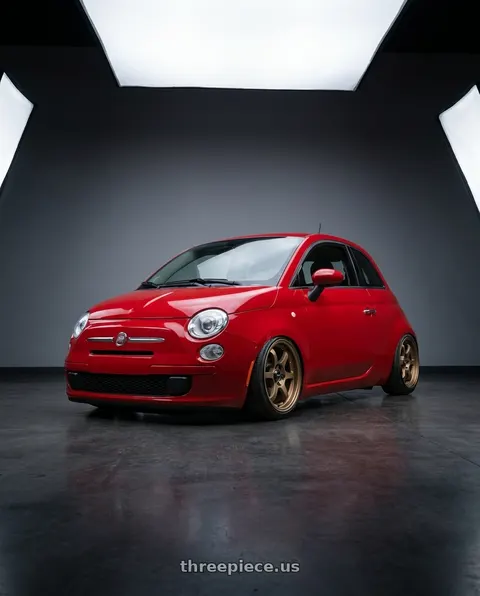 2014 Fiat 500 with Vors LT61 4x98 15x7 +35 Bronze wheels