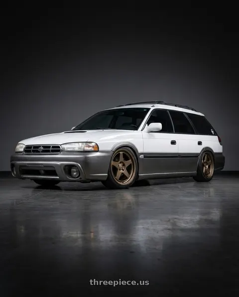 1998 Subaru Legacy with Kansei K12B KNP 5X100 17x9 35 Bronze wheels