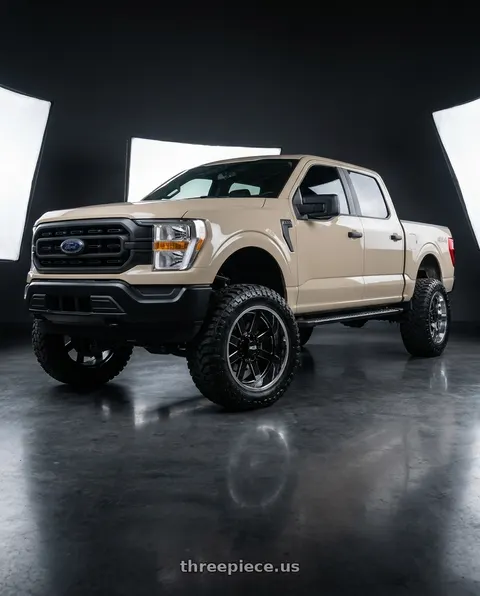 2019 Ford F-150 with Moto Metal MO200 6X135 22X10 -18 GLOSS BLACK MILLED CENTER CHROME LIP wheels
