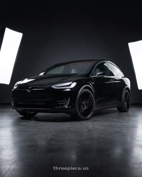 2018 Tesla Model X with DOLCE LUXURY TRENTO 5x112/5x120 22x10.5 +35 Glossy Black wheels