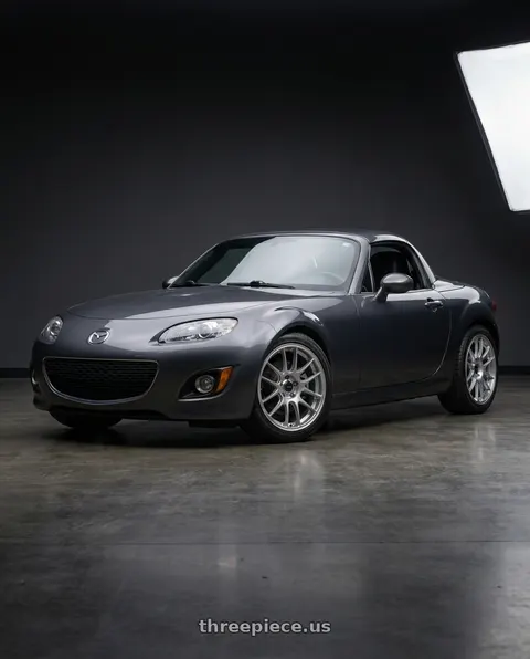 2014 Mazda MX-5 Miata with Konig Forged F1M 4X100 17x9+45 Ash Silver Knurled Bead wheels