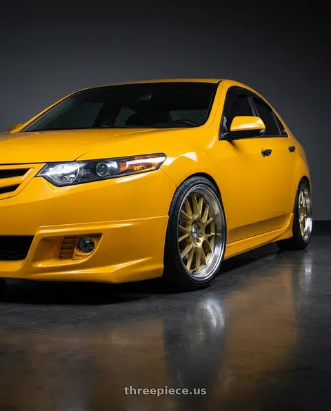 2009 Acura TSX with Shift Crank 5x114.3/5x120 17x7.5 +30 Gold Polished Lip wheels
