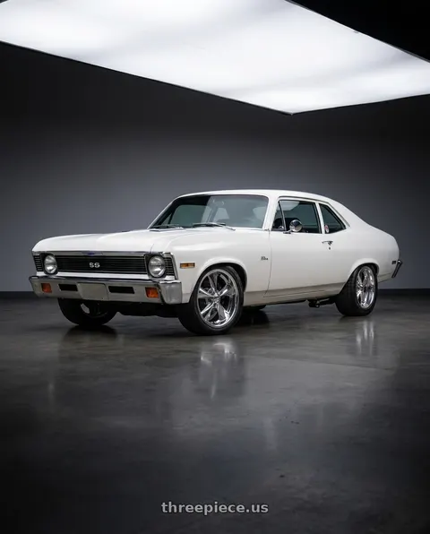 1972 Chevrolet Nova with Boyd Coddington BC1P Junkyard Dog 5x120.65 17x7 +0 High Polish wheels
