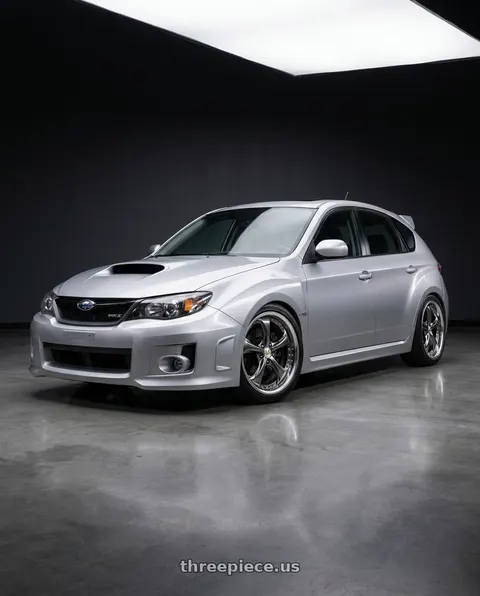 2011 Subaru Impreza with Work Wheels VS-KF 5x114.3 18x8.5+53 Brilliant Silver Black O Disk FULL REVERSE wheels