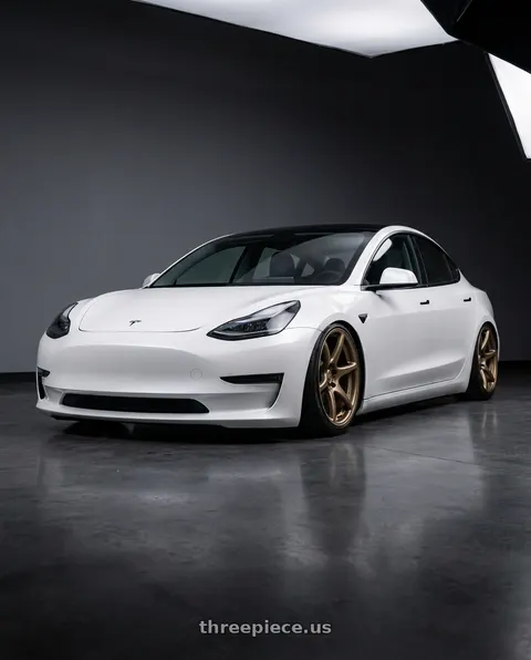 2023 Tesla Model 3 with Kansei K11B Tandem 5x114.3 19x10.5 22 Bronze wheels
