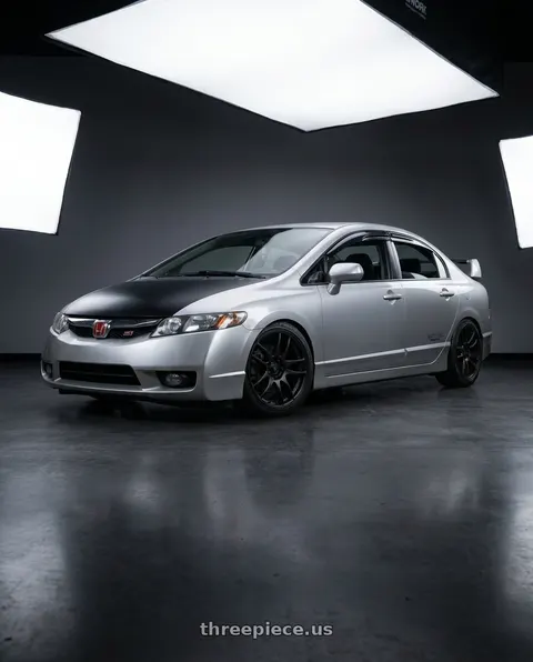2009 Honda Civic with Work Emotion Cr Kiwami 5x114.3 17x8 +35 Matte Black wheels