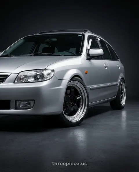 2002 Mazda Protege5 with Work Meister S1 3P 5x100 18x7+35 A Disk Black wheels