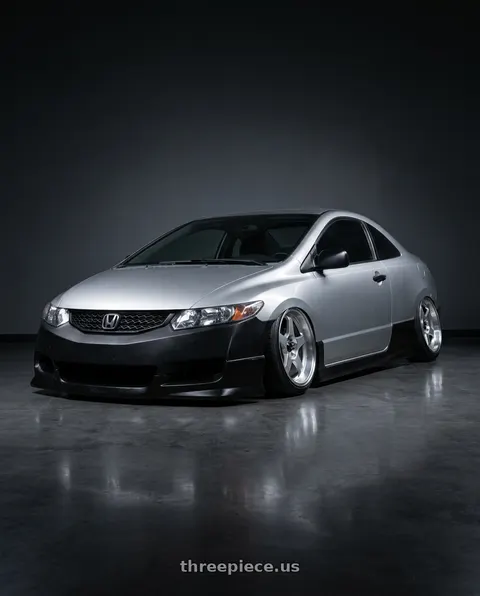 2007 Honda Civic with Vors SP1 5x100/5x114.3 17x8  +35 Silver Machine Face Lip wheels