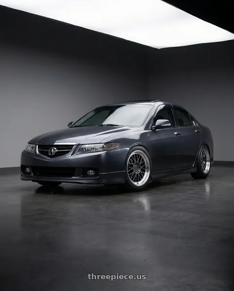 2004 Acura TSX with KATANA RACING KR06 5x114.3 18x8 +40 Glossy Gun Metal Machine Lip wheels
