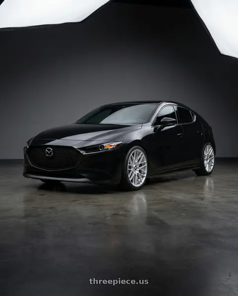 2024 Mazda 3 with Rotiform 1PC R140 RSE 5X114.3/5X120 19X10 +40 GLOSS SILVER wheels