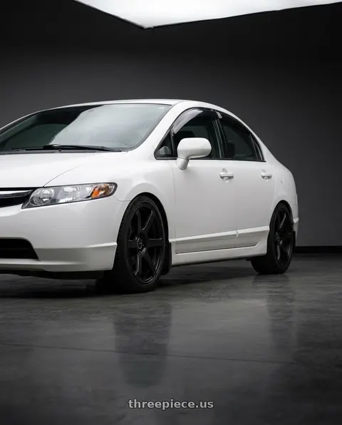 2007 Honda Civic with Enkei T6S 5x114.3 17x8+35 Matte Black wheels
