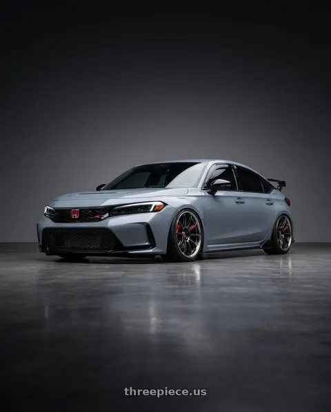 2024 Honda Civic Type R with Work Emotion Zr10 5x120 19x10.5 +15 Glim Black Diamond Rim cut wheels