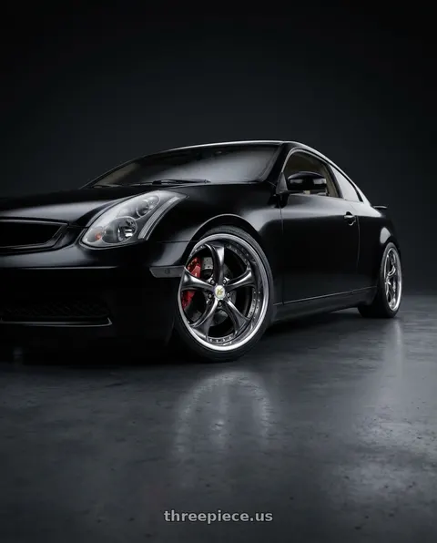 2005 INFINITI G35 with Work Wheels VS-KF 5X114.3 19x9.5+22 Brilliant Silver Black L Disk FULL REVERSE wheels