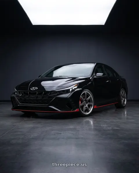 2023 Hyundai Elantra N with Work T7r 2P 5x114.3 19x8.0 +45 Matte Gunmetal wheels