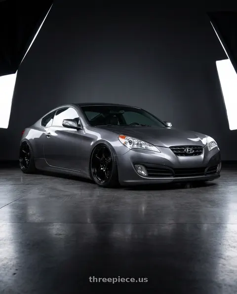 2014 Hyundai Genesis Coupe with Gram Lights 57CR 5x114.3 19x9.5+45 Glossy Black wheels