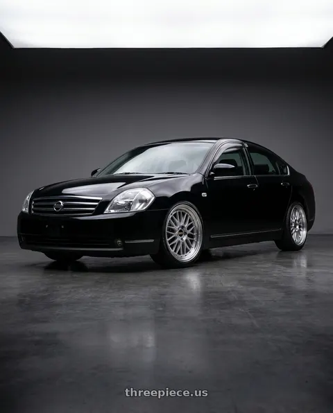 2005 Nissan Teana j31 black with BBS LM 5x114.3 19x8.5+43 Diamond Silver wheels