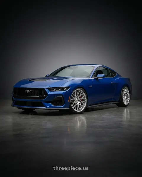 2024 Ford Mustang EcoBoost with Rotiform 1PC R110 BLQ 5X112 19X8.5 +45 GLOSS SILVER MACHINED wheels