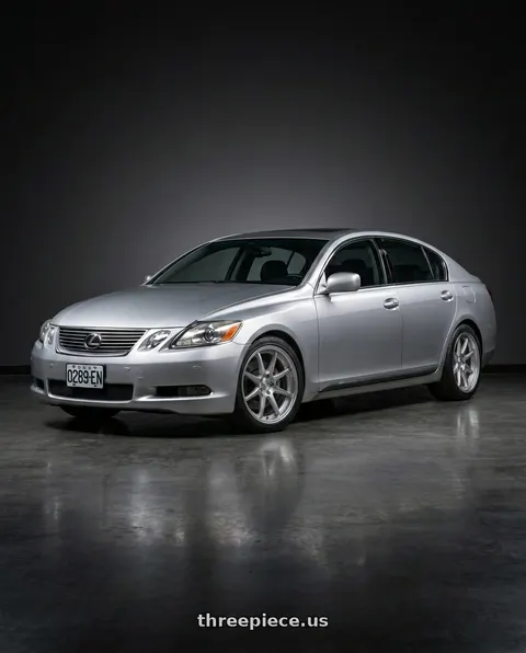 2006 Lexus GS300 with Work Gnosis Cv201 5x114.3 19x10.5+45 W Disk Brush Silver Clear wheels