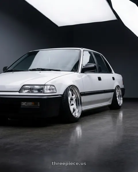 1991 Honda Civic EX with Work Meister S1 2P 4x100 15x8.5+38 O Disk White wheels