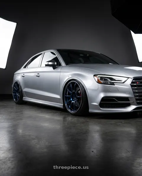 2016 Audi S3 with Advan RZ II 5x112 19x9.5+29 Racing Indigo Blue and Ring wheels